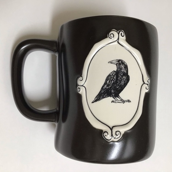 Rae Dunn Halloween Coffee Mug Trick Or Treat Black Raven BIG Tea Cup Magenta NEW - Picture 1 of 9